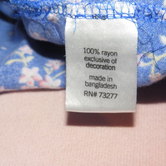 SO Blue Floral Print Smocked Bodice Sleeveless Girls Dress - Picture 6 of 7